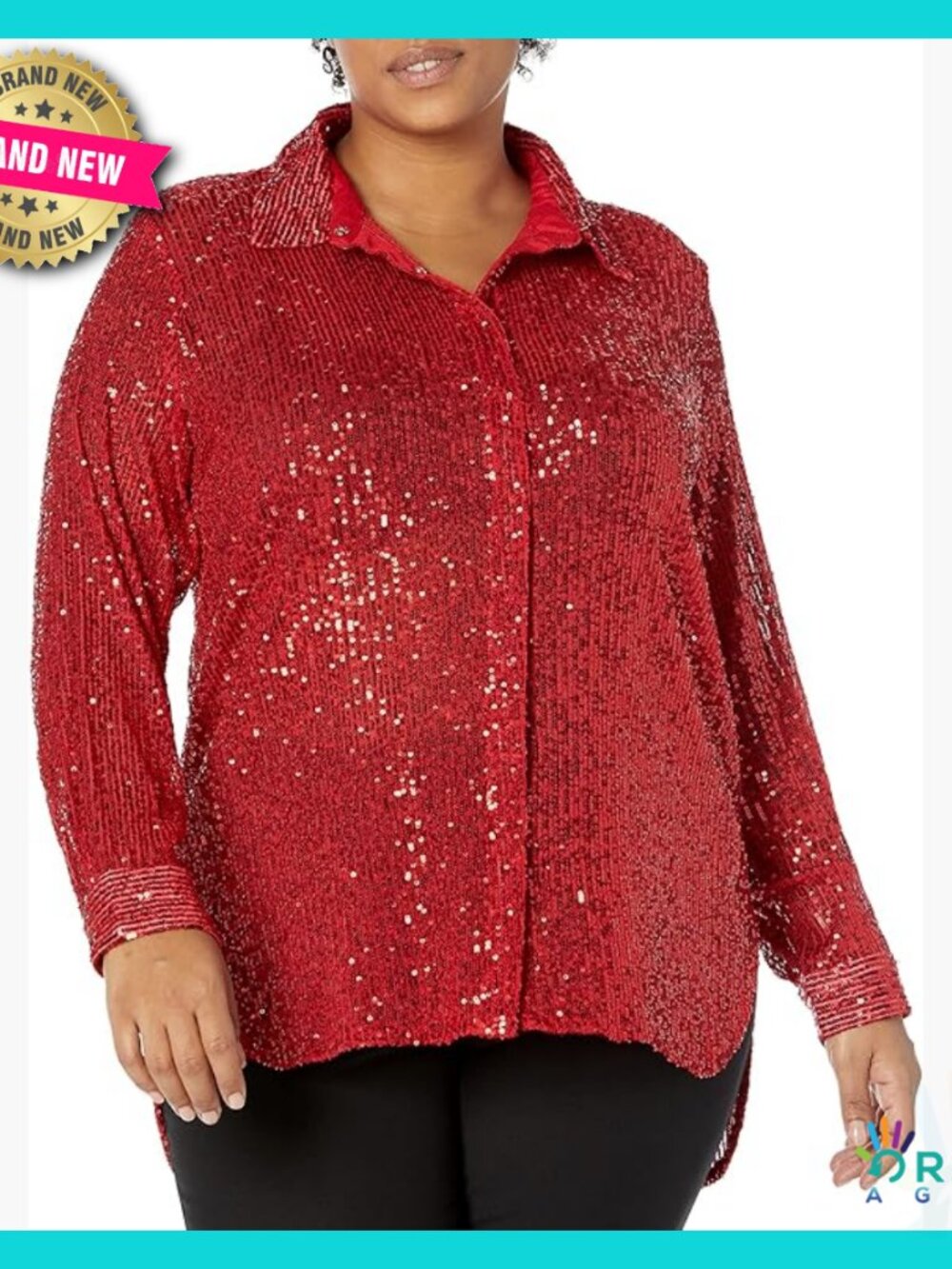 Sequin Mesh Oversized Collar Blouse Formal Chic Sportswear Top